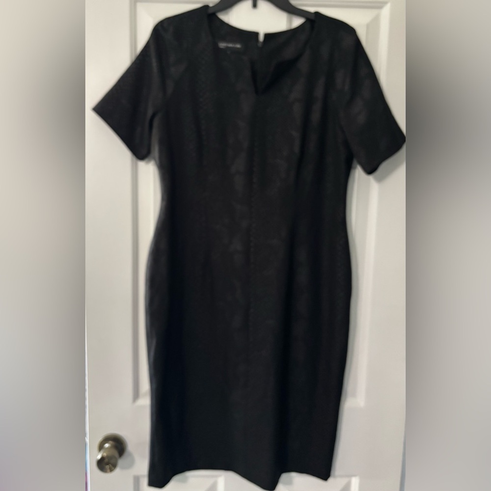 Jones New York Black Sheath Dress Crew Neck Short Sleeve
